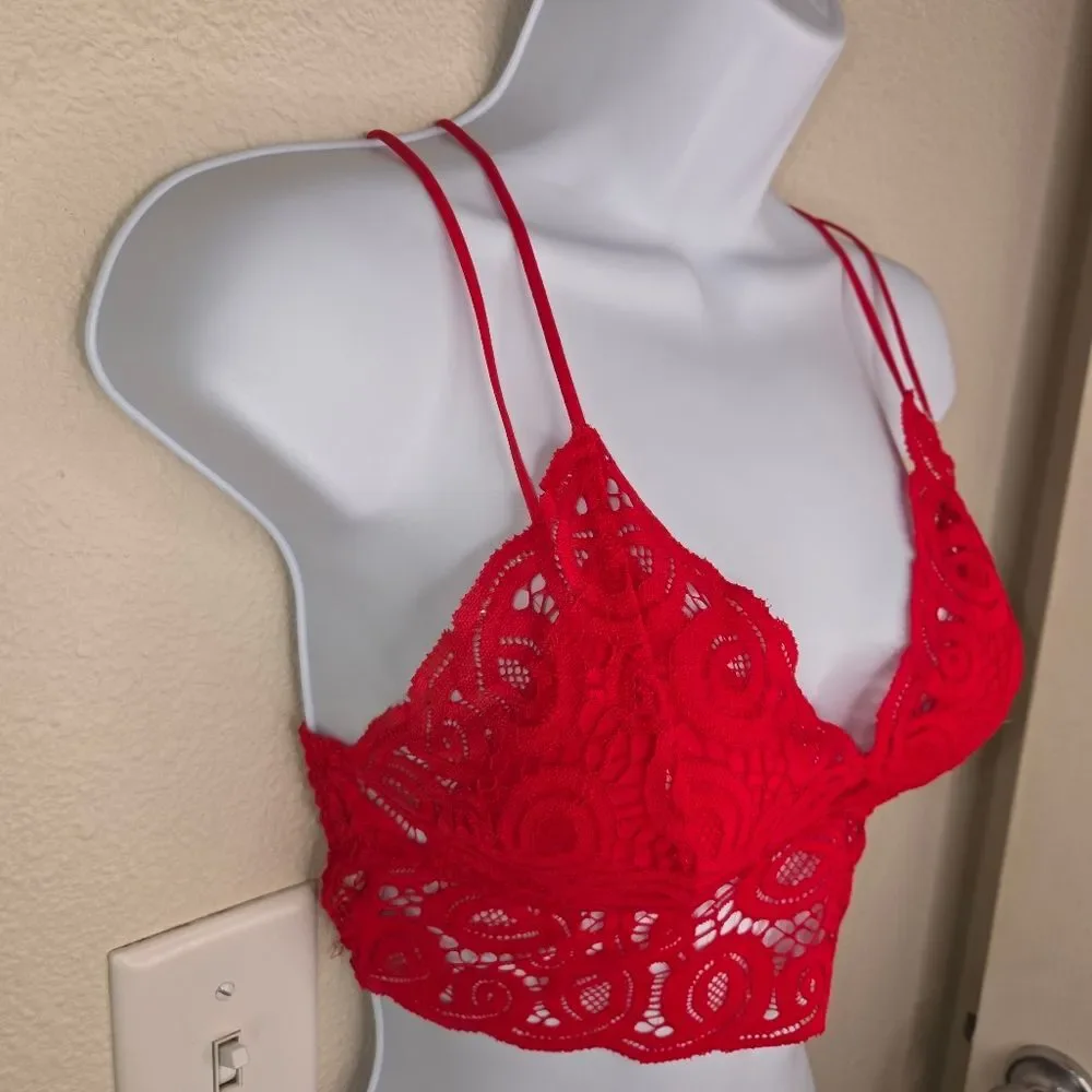Pink Victoria's Secretred Lace Bralette Bra Size XS